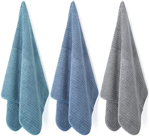 Premium microvezel keukendoek – geribbeld badstof – Blauw/Grijs/Turkoois – 40 x 70 cm – 12-pack