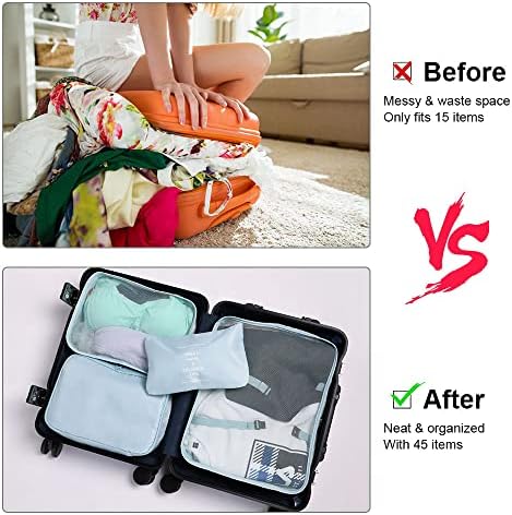 Koffer-organizer-set, 8-delig, opbergkubussen, waterdichte reiskledingzakken, opbergzakken voor koffers, opbergkubussen met schoenenzak, USB-kabelzak