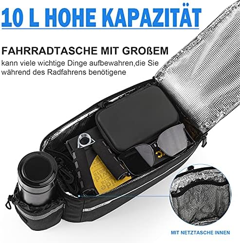 Fietstas 10 l geïsoleerde tas, bagagedragertas, multifunctionele achtertas, waterdichte zadeltas met regenhoes, reflecterend, snel