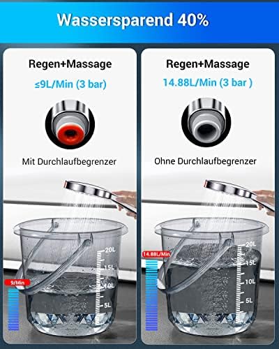 Waterbesparende douchekop 9 l/min Waterbesparende douchekop Hogedruk-douchekoppen 125 mm 5 straalsoorten Handdouche met Power-Wash-functie voor het reinigen van badkuipen,