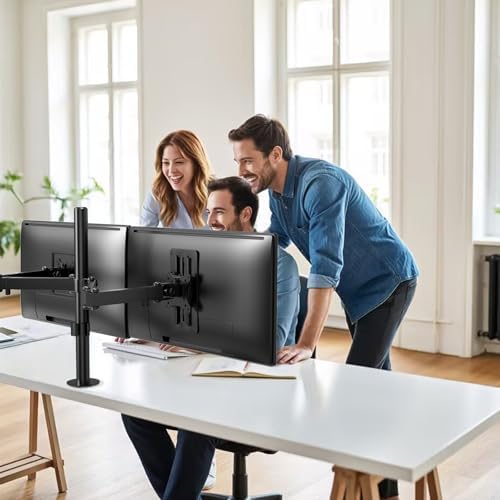 In hoogte verstelbare VESA-adapter voor 13- tot 27-inch monitoren, monitoraccessoire met 15 cm hoogteverstelling, compatibel met VESA 75 x 75/100 x 100 mm, l
