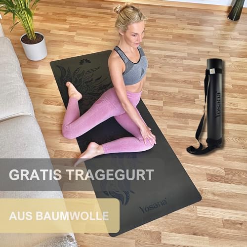 Yogamat van natuurlijk rubber | extreem antislip | ULTRA GRIP-oppervlak van ECO PU | extra breed 68 cm | inclusief draagriem | yogamat 183 x 68 cm | 4