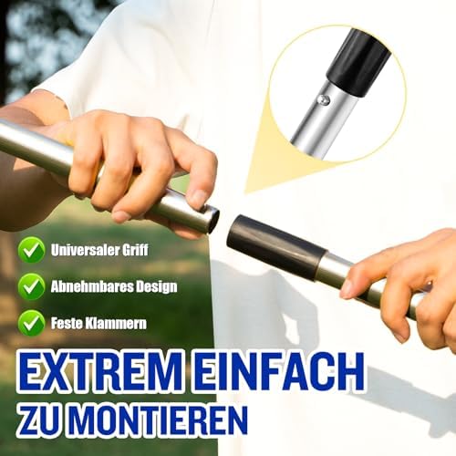 Hondenpoepverzamelaar, afneembaar, set van 2 hondenpoepschepjes voor tuin, gazon, poepschep en hark, metalen hark en schep voor grote en middelgrote honden met lange verstelbare