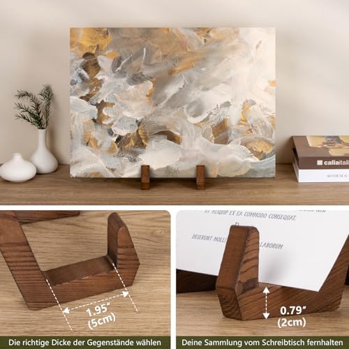 Houten bordenhouder – bordenhouder die kan worden gebruikt als displaystandaard, fotostandaard, fotolijsthouder of schaalhouder – 20,3 cm