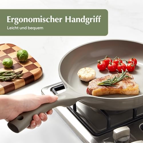 Pannenset, keramische pannenset, inductie, kookgerei, 11-delig, inductiepannenset met glazen deksel, PTFE-vrij, PFAS-vrij, geschikt voor alle soorten fornuizen