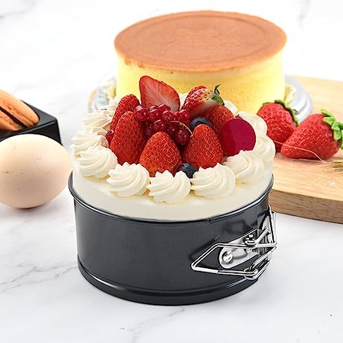 Mini-cakevormen, ronde set, 4-inch springvorm met verwijderbare bodem, antiaanbaklaag, voor cheesecake, taarten en quiches, set van 4