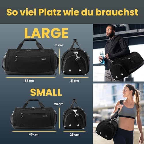 Sporttas & reistas voor dames en heren, klein I Trainingstas met schoenenvak en natvak I ideaal als reistas, handbagage, sportschool