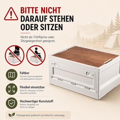 Set van 2 campingboxen 38 l kampeeraccessoires Opvouwbare opbergbox met deksel Picknickmand Opbergboxen met 4 wielen Kofferbakorganisatie Kampeerkast f