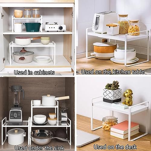 Keukenkast-organizer, inlegrek met antislipmat, keukenkast-inleg, voor keuken/badkamer/tafelblad/dressoir. (Wit)
