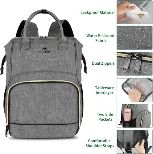 Laptop-lunchrugzak, 17-inch picknickrugzak voor dames en heren met geïsoleerd koelvak, waterdichte lunchkoeltas voor heren, zakelijk, Wor