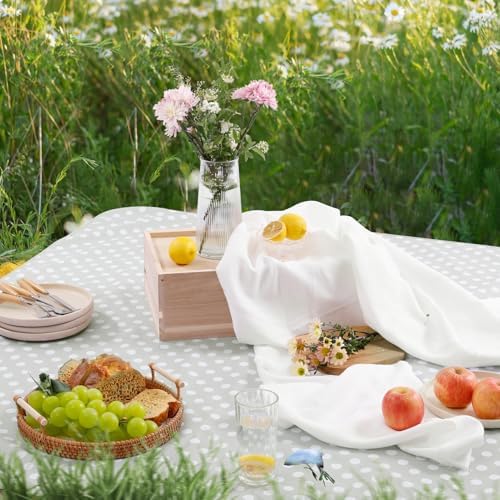Klein tafelkleed van tafelzeil, tafelkleed voor buiten, rond, 80 cm, tafelkleden voor buiten van grijs PVC, weerbestendig en waterdicht, tuintafel, restaurant, tuin,