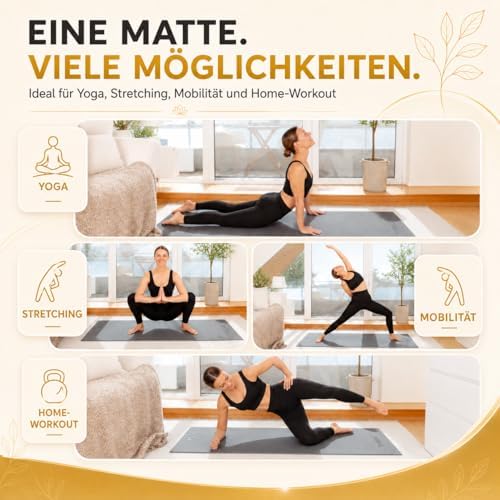 Yogamat incl. draagtas & videocursus I Antislip yogamat I Zachte gymnastiekmat I Sportmat 183 x 60 cm I Fitnessmat I Pilatesmat 6 mm dik
