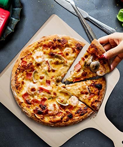 Houten pizzaschep, 42 x 30 cm, pizzaschep, tarte flambée-plank, pizzaplank voor zelfgemaakte pizza en brood (set van 3)