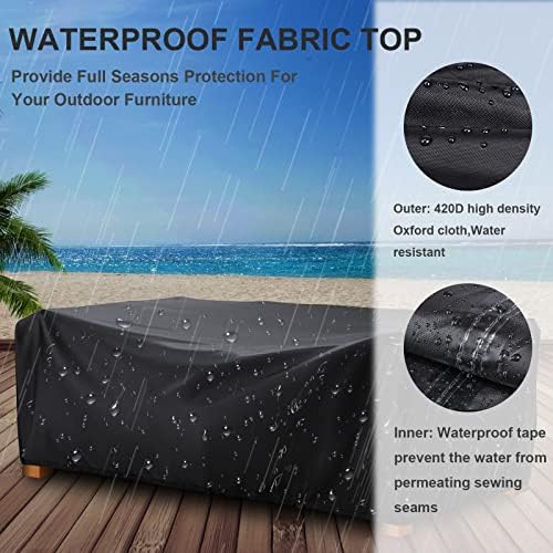 Tuinmeubelhoes, waterdicht, slijtvast, 420D Oxford-stof, 250 x 200 x 90 cm, rechthoekige tuintafelhoes, terrastafelhoes, waterdicht, UV-bestendig