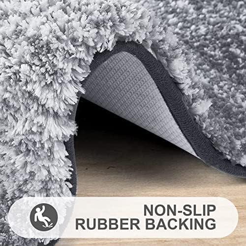 Zacht badkamertapijt 60 x 120 cm, antislip, wasbare badmat, zachte badmat met hoge pool, absorberende badmat van microvezel, douchemat (grijs)
