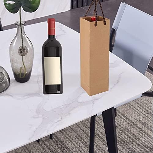 Kraft-wijncadeauzakje, flessenzakjes, cadeauzakje met handvat, 20-pack Kraft-wijnorganizer voor bruiloften, feestcadeauzakjes voor flessen (bruin)