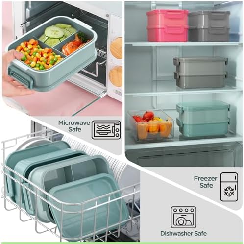 Lunchbox voor volwassenen, grote, lekvrije lunchbox (groen)