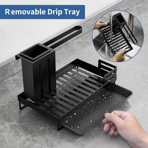 Spoelbakorganizer met afdruipbak, opbergmand voor keuken & badkamer, wastafelorganizer, sponshouder, keuken-spoelbakorganizer voor K