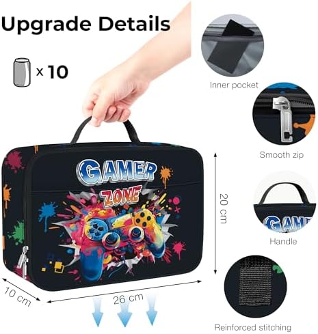 3D-geïsoleerde lunchtas voor kinderen, kleine koeltas met vrachtwagenmotief voor jongens, waterdichte lunchtas voor picknick, school, gamecontroller