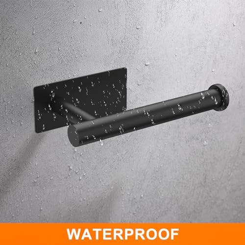 Toiletrolhouder zonder boren, 5-in-1-set, 3 stuks handdoekhaken, zelfklevend, badhanddoekhouder, handdoekhouder, roestvrij staal, zwart