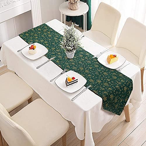 Kersttafelkleed, groen, met kerstboom en sneeuwvlokken, tafelkleed met warmdruk, kersttafeldecoratie, tafelkleed, tafellinnen, winter, kerst, keuken