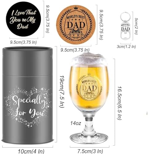 Gepersonaliseerde cadeaus voor papa: bierglas met gravure, verjaardagscadeau voor papa, vadercadeaus, kerstcadeaus voor mannen – 5 stuks