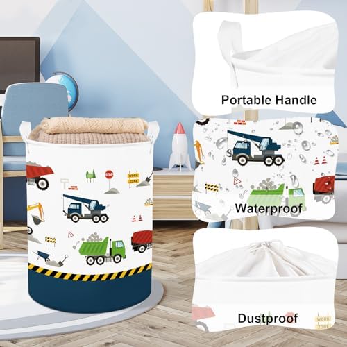 Waskorf voor kinderen, met handvat, opvouwbaar, kleding, speelgoed, opbergmand, opbergbox voor babykamer, badkamer, blauw voertuig, 40 x 50 cm