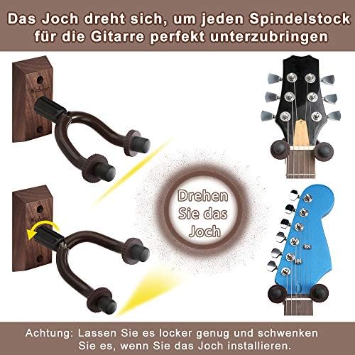 Gitaarhouders voor aan de muur, 2 stuks, houten gitaarhouders voor aan de muur, gitaarhaken van zwart walnotenhout, gitaarhangers voor klassieke gitaar, elektrische gitaar, basgitaar,