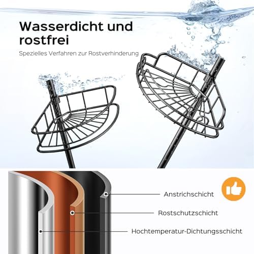 Telescopisch doucherek zonder boren: 4-traps metalen hoekdoucherek, antislip en stabiel, doucherek voor grote huishoudens: badkameropbergruimte, verst