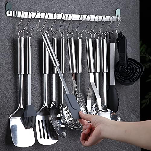 Keukengerei-set, 38-delig, roestvrijstalen pannenset, keukengerei met opbergrek en ophanghaak, vaatwasmachinebestendig