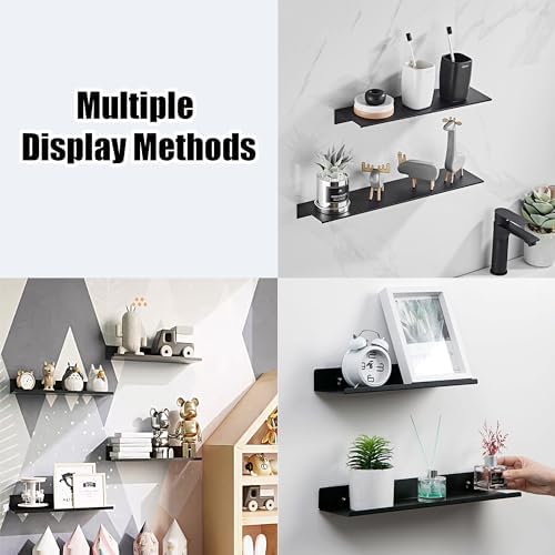 Zwart doucherek, zonder boren, klein metalen wandrek, set van 2, 30 cm badkamerrek, douchemand, decoratief wandrek voor woonkamer, keuken