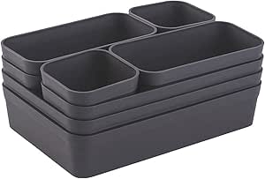 1x lade-organizer-set opbergdoos uit één stuk, verstelbaar scheidingssysteem, opbergruimte voor spullen, woonkamer/badkamer, kunststof, antraciet