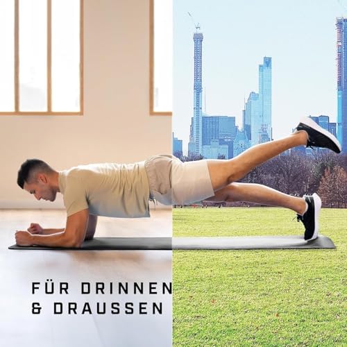 Antislip & gewatteerde yogamat – yogamat met draagriem, fitnessmat, sportmat, 8 mm dik, gymnastiekmat, pilatesmat, fitnessmat