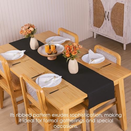 Zwarte tafelloper 13 x 72 inch – Feestartikelen voor thuis, woonkamer decoratieartikelen voor de eettafel