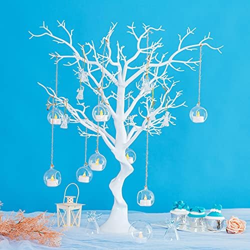 Set van 12 hangende theelichthouders, mini-glazen kaarsenhouders, bollen met een diameter van 6 cm, bolvormig tuinornament, theelichthouders voor Kerstmis, Halloween, bruiloft