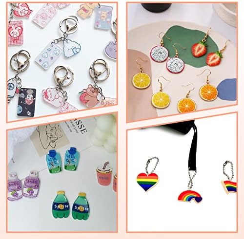 Set met 145 krimpfolie-sleutelhangers, 20 stuks krimpfolie voor knutselwerk, krimpfolieset met open lus, sleutelring, parelketting en oorhaakjes, krimpfolie