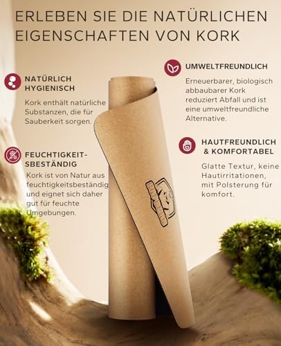 Yogamat XXL 213x76cm – 6mm dik – van natuurlijk linnen – extra lange grote yogamat, antislip en scheurbestendig – perfect voor yoga, meditatie, pilates – Tra
