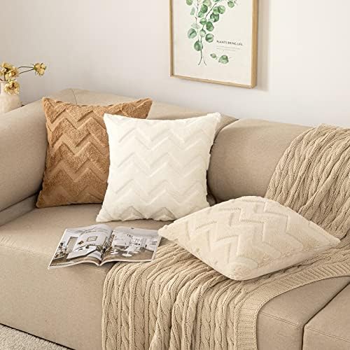 Set van 2 kussenhoezen van wol, zachte bankkussenhoezen van polyester, decoratieve kussenhoezen met verborgen ritssluiting voor de woon- en slaapkamer