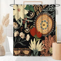 Douchegordijn, 180 x 180 cm, met groene bladeren, boho-bloemen, tropische bloemen, schimmelbestendig, wasbaar, waterdicht, polyester, douchegordijn met 12 haken, voor de badkamer