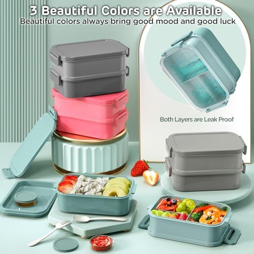 Lunchbox voor volwassenen, grote, lekvrije lunchbox (groen)