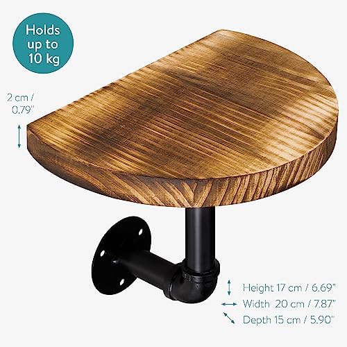 Wandplank van hout en metaal – set van 3 zwevende planken, hangplank – plank voor fotolijsten, decoratieve boeken, bloempotten – eenvoudige montage