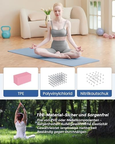 Yogamat antislip fitnessmat milieuvriendelijke TPE-sportmat met draagriem gymnastiekmat voor pilates yoga workout 183 x 61 x 0,6 cm