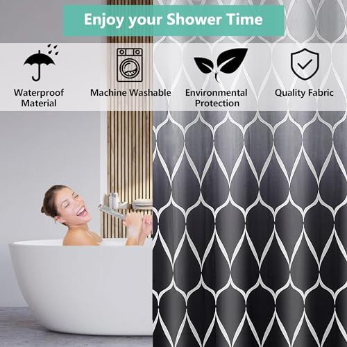 Douchegordijn, extra breed douchegordijn, 240 x 200 cm, met verzwaard onderkant, schimmelbestendig en waterdicht, polyesterweefsel (130 g/m²), met 12 ringen,