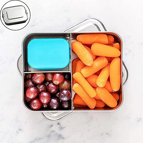 Rechthoekige broodtrommel, broodtrommel met scheidingswand, vershouddozen, lekvrij, roestvrij staal, lekvrij, lunchbox, broodtrommel van roestvrij staal