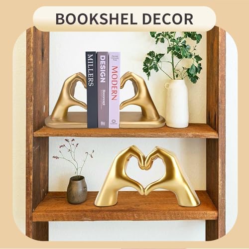 Liefdesvinger-beeldje, moderne gouden gebaren-decoratie, moderne kunstsculptuur, gepersonaliseerde vinger, perfect voor creatieve bruilofts- en bureauversiering (goud