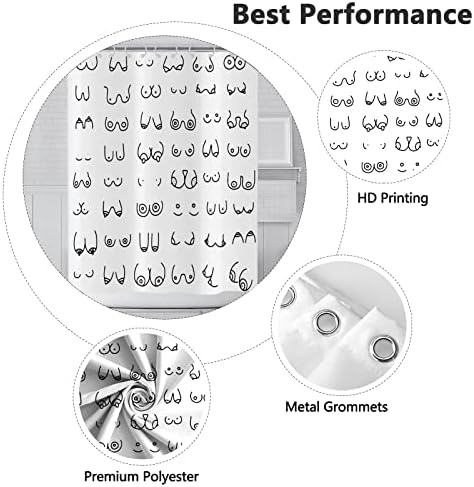 Douchegordijn zwart-wit 180 x 180 cm, modern, eenvoudig, grappig, zwart-witte graffitilijnen, wasbare stof, douchegordijnen voor de badkamer, polyester textiel, waterdicht