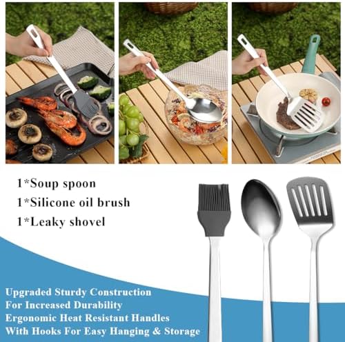 Camping-kookset, 15-delig, roestvrij staal, kampeeruitrusting, ideaal voor trektochten, barbecues, kamperen en wandelingen.