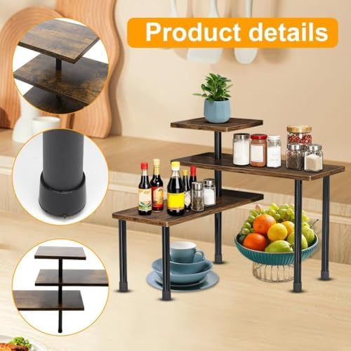 Organizer voor keukenwerkbladen, verstelbare hoekrek, bureau-organizer, keukenrek met 3 planken, koffiebar-standaard, kruidenrek, staand keukenrek