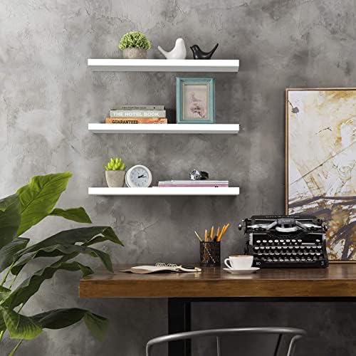 Witte wandplank, set van 3 zwevende planken, moderne witte wandplank, decoratieve wandplank, geschikt voor woonkamer, keuken, slaapkamer, kantoor, hal
