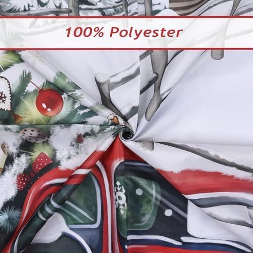 Douchegordijn Kerstvrachtwagen Kerstboom Kerstman Winterdouchegordijnen 180 x 180 cm Schimmelbestendig Waterdicht polyesterweefsel Wasbaar Badkamer